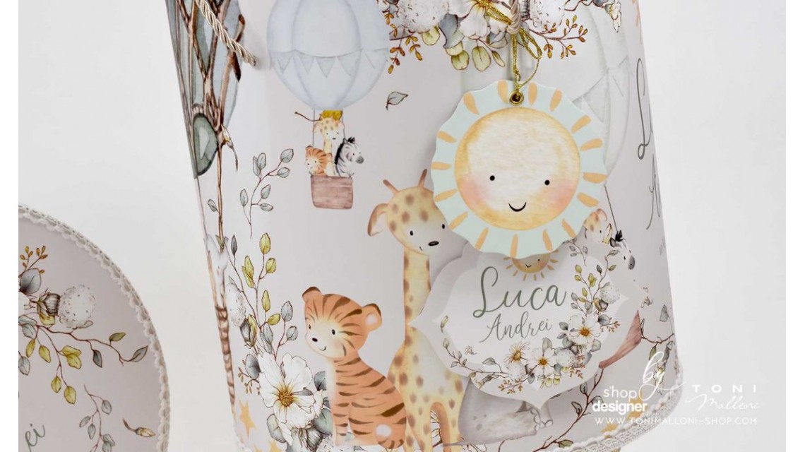 Trusou cu animale din jungla intr-un balon de aer cald Hot Air Balloons and cute animals 13